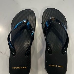 Black, Tory Burch Flip Flops, Size 7M